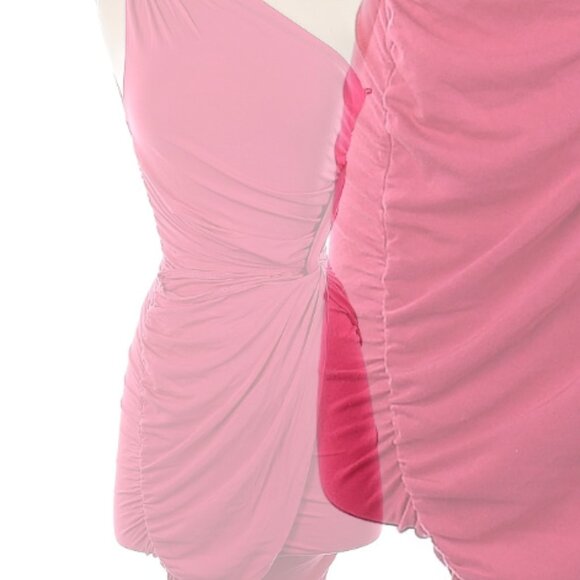 Pink Sarong Style Dress / One Shoulder Dress - Picture 3 of 3